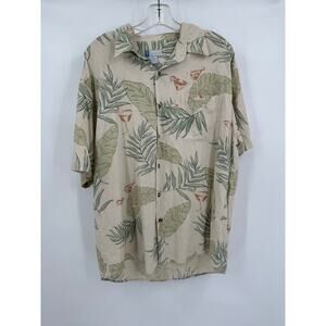 Half Moon Bay Mens Hawaiian Shirt Size XL Palm Leaf Silk Blend Resort‎ Cruise